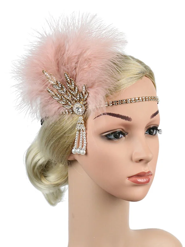 [US Warehouse] 1920s Feather Rhinestone Flapper Headband