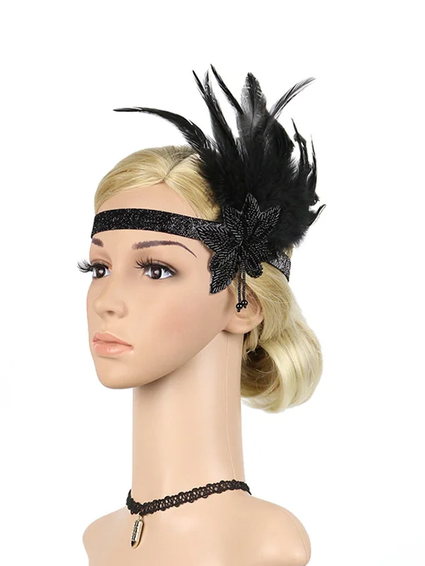 [US Warehouse] 1920s Feather Sequin  Headband