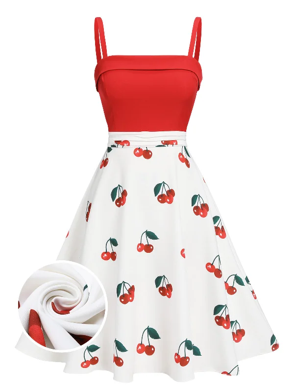 Red 1950s Cherry Spaghetti Strap Dress