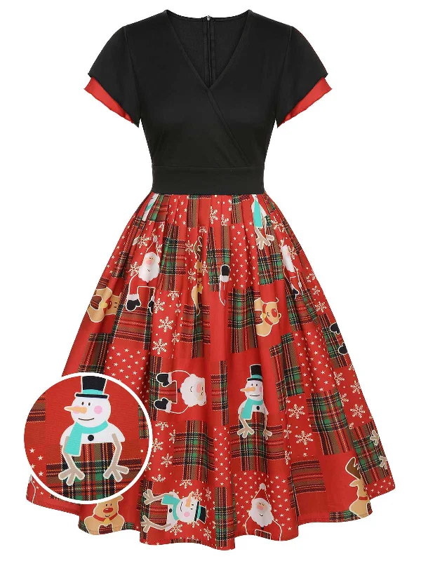 Red 1950s Christmas Plaid Santa Claus Dress