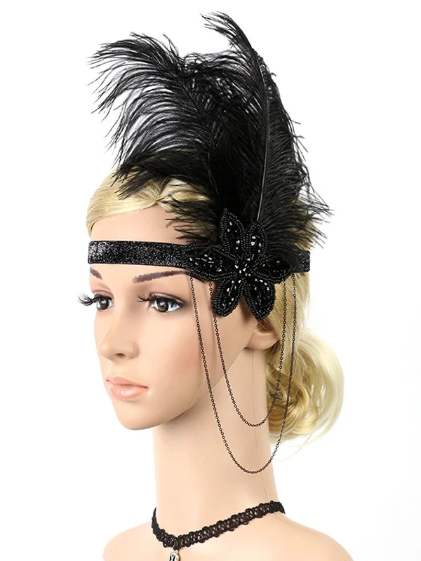 [US Warehouse] 1920s Feather Elastic Headband