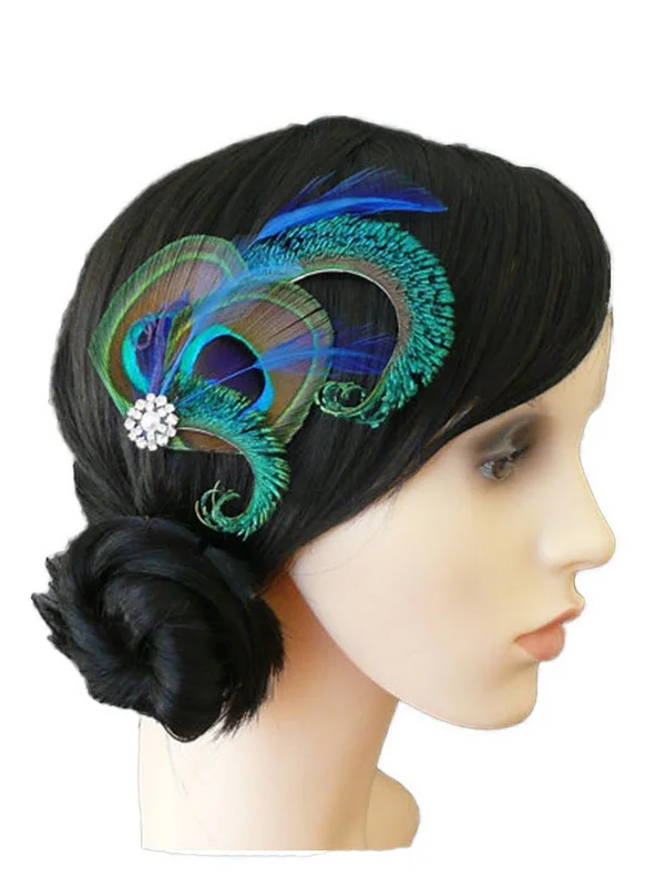 [US Warehouse] 1920s Rhinestone Peacock Hair Clip