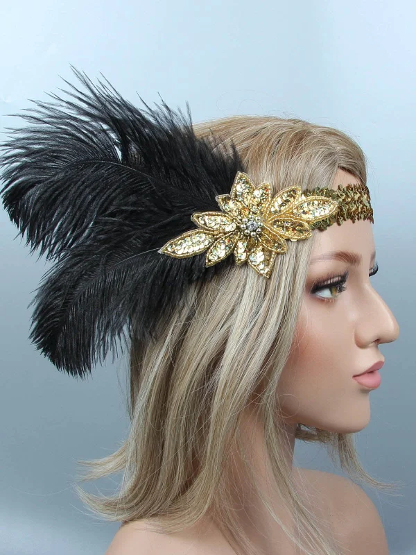 [US Warehouse] 1920s Sequin Feather Flapper Headband