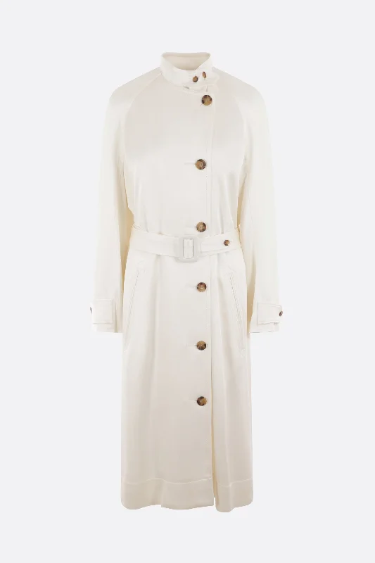 single-breasted envers satin trench coat