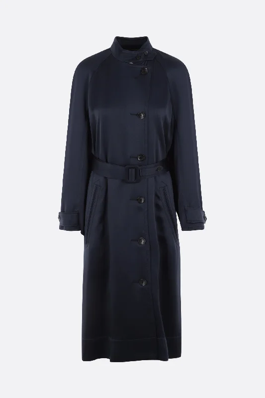 single-breasted envers satin trench coat