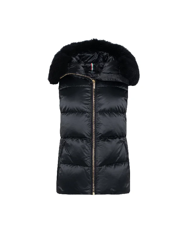 Après-Ski Vest with Detachable Toscana Shearling Lamb Hood Trim