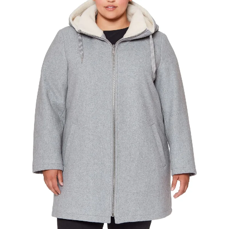 Plus Womens Wool Hooded Walker Coat