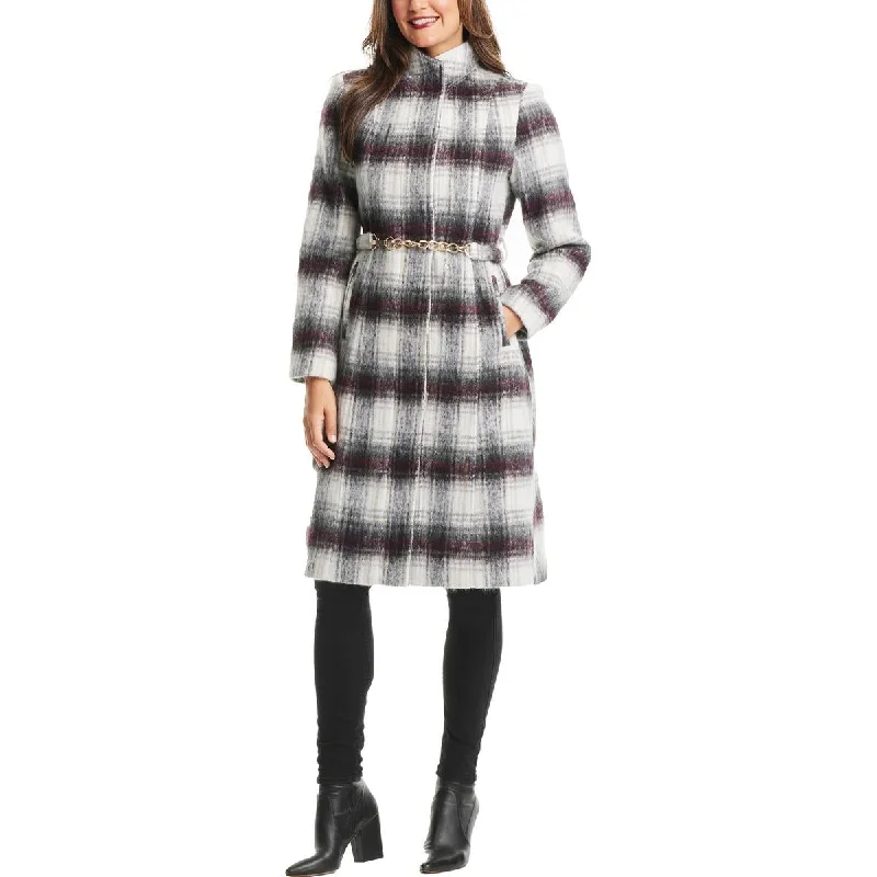 Womens Wool Blend Plaid Walker Coat