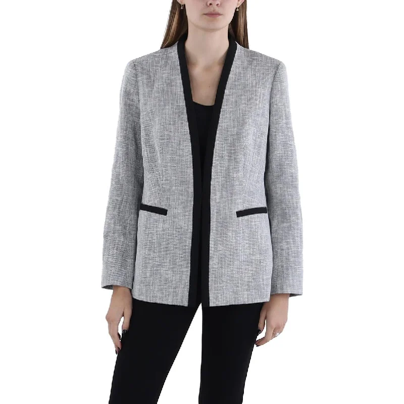 Womens Textured Wear To Work Open-Front Blazer