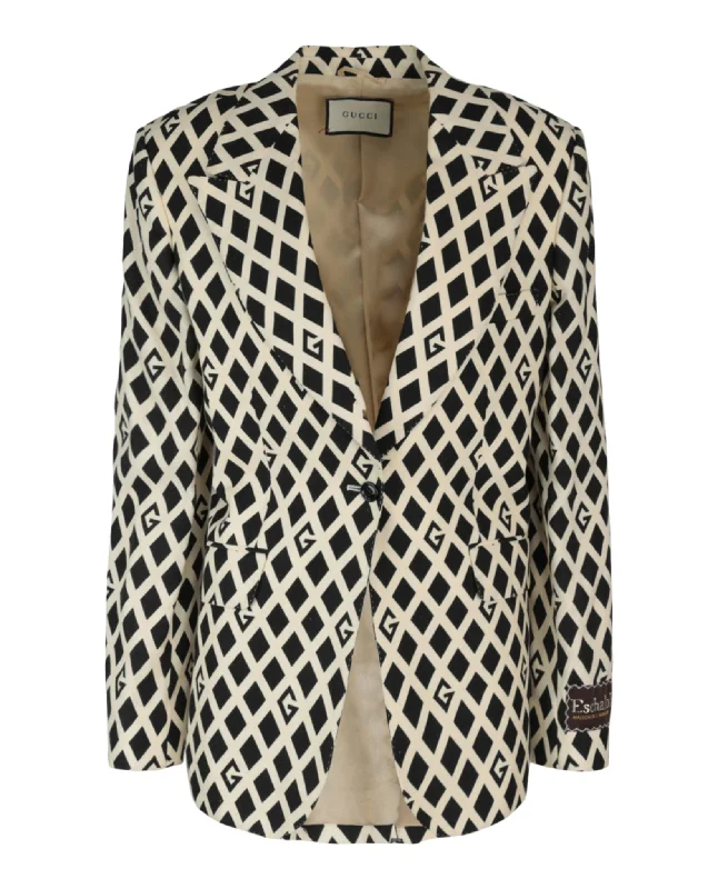 Gucci Womens G Rhombus-Print Blazer