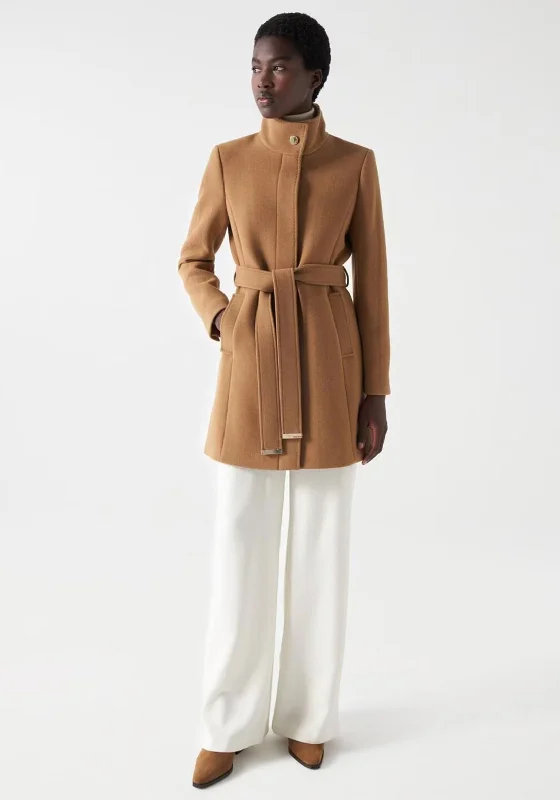 Salsa Grace Belted Wool Coat, Brown