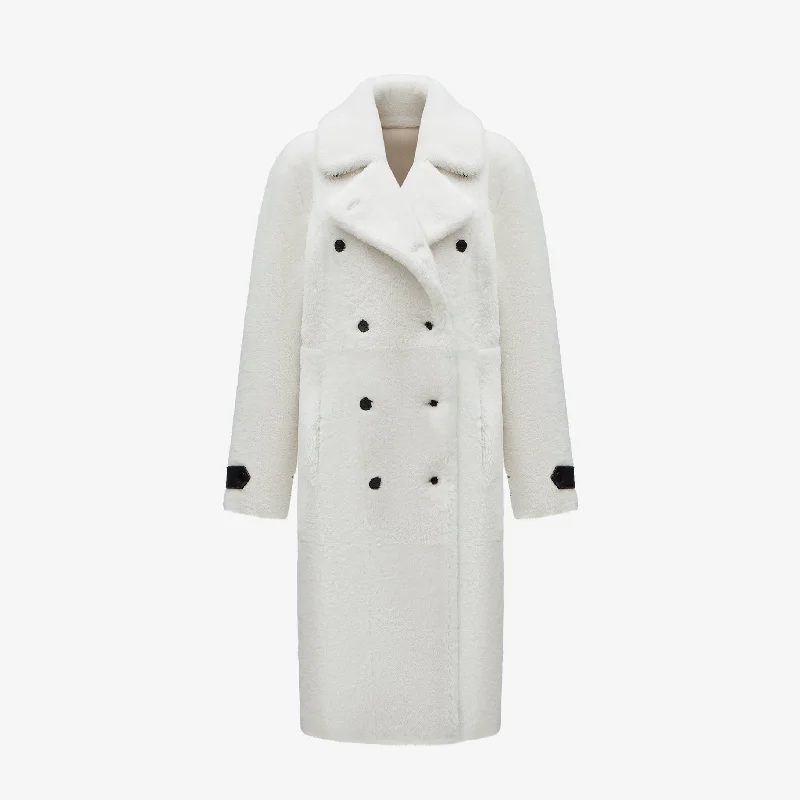 DOUBLE-BREASTED MILITARY SHEARLING COAT