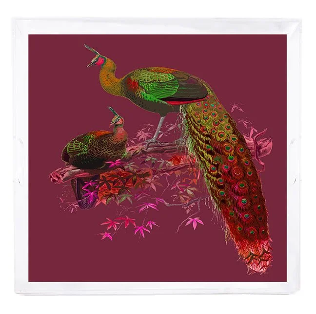 Family Pheasants Pinot 18X18 Acrylic Tray