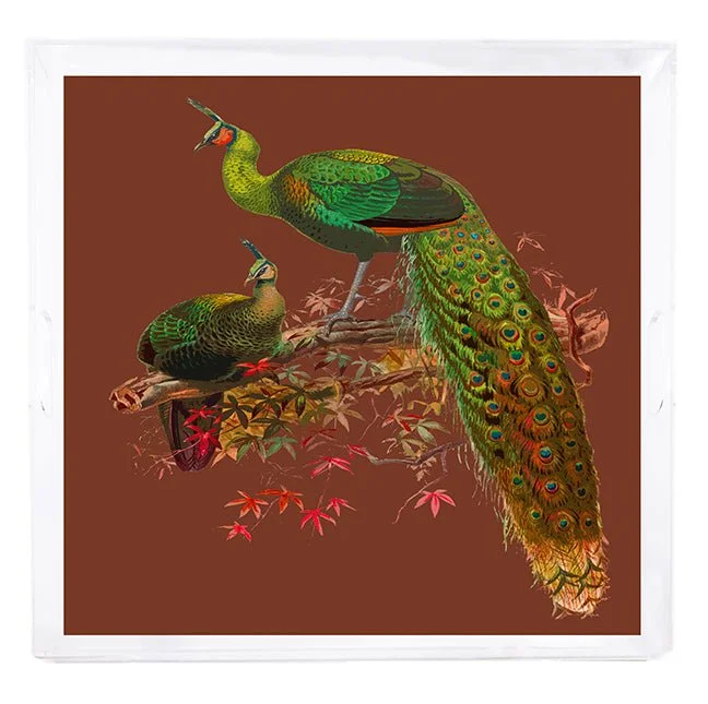 Family Pheasants Rust 18X18 Acrylic Tray