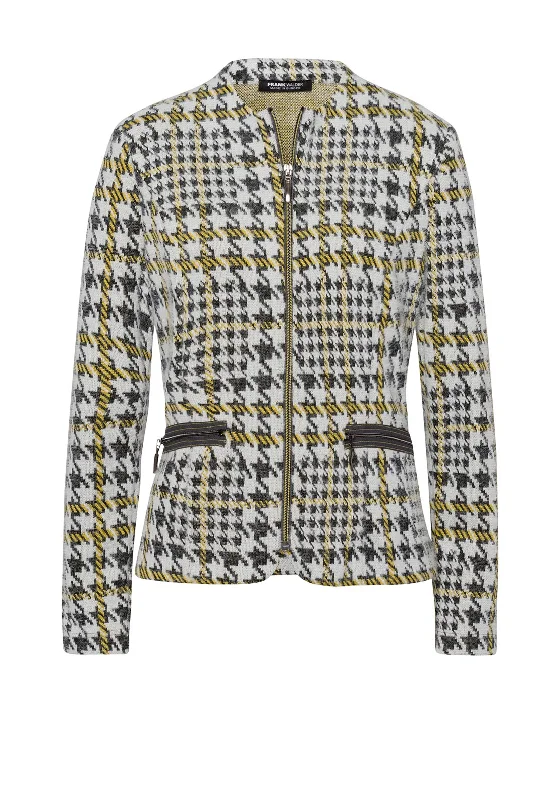 Frank Walder Houndstooth Short Jacket, Yellow