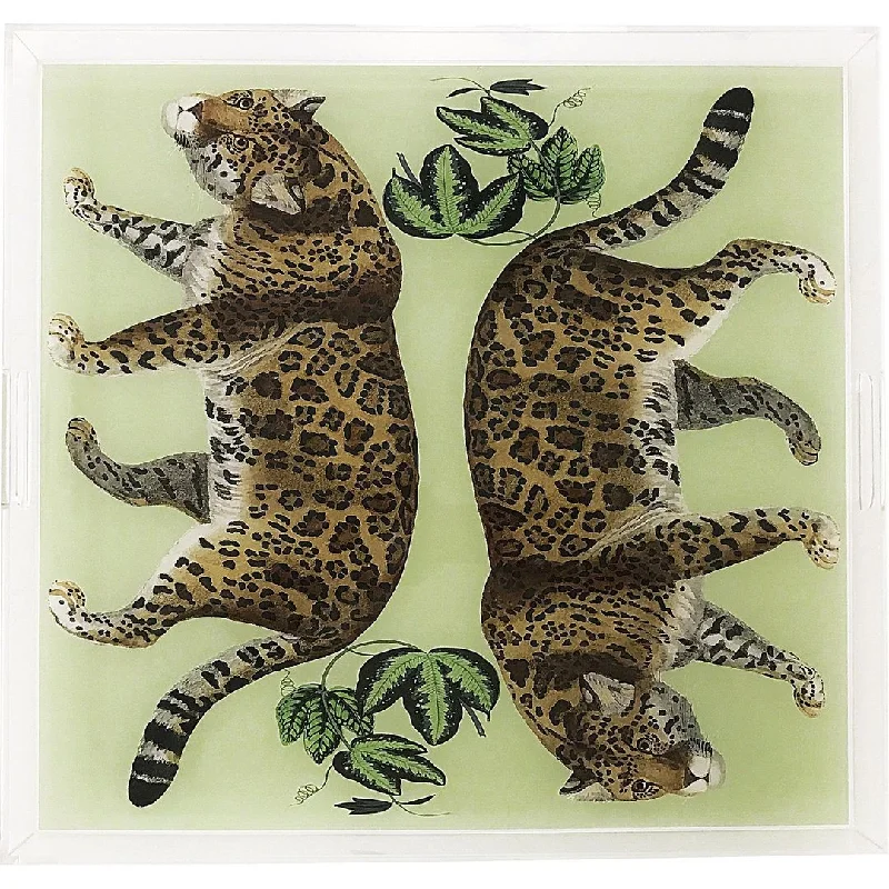 LEOPARD SEEING DOUBLE AVOCADO 18X18" ACRYLIC TRAY