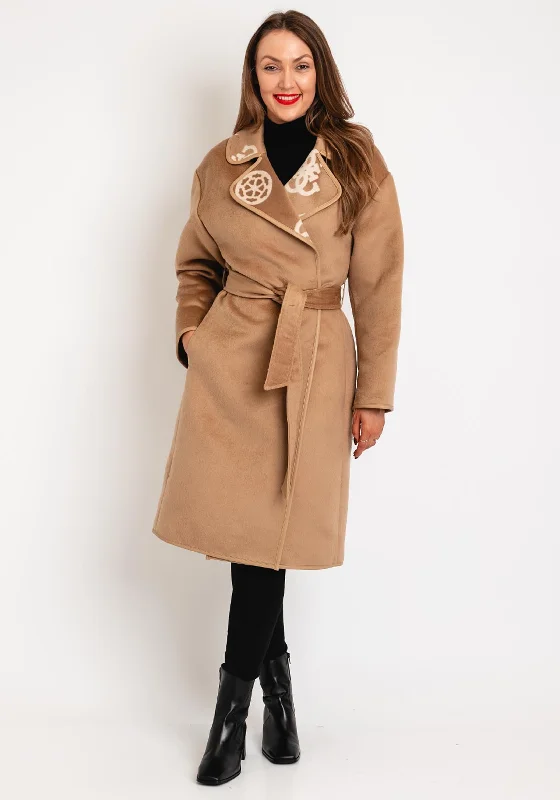 Guess Wool Blend Belted Coat, Camel