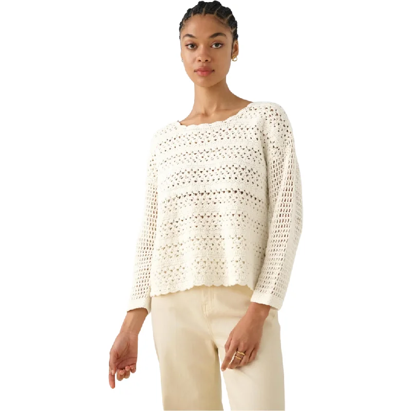 MERCERIZED COTTON CROCHET PULLOVER