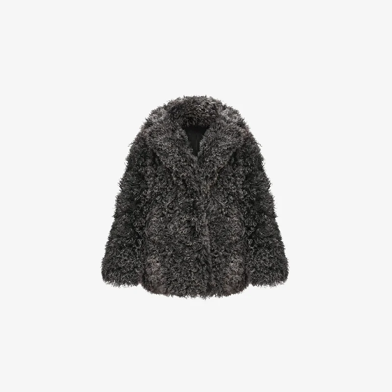 OVERSIZE SHEARLING JACKET IN  BLACK BRISA