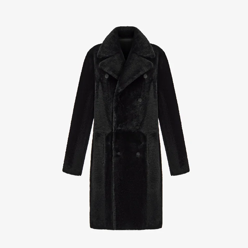 OVERSIZED DOUBLE-BREASTED SHEARLING COAT