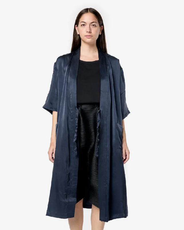 Silk Robe in Navy