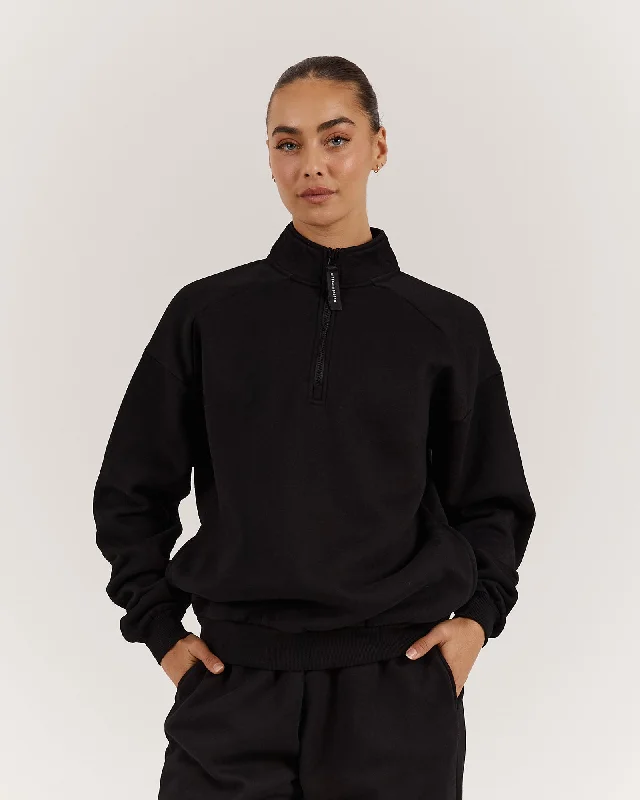 SPORTS 1/4 ZIP JUMPER - BLACK