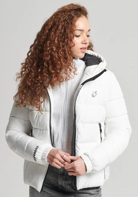 Superdry Womens Hooded Spirit Sports Puffer Jacket, White