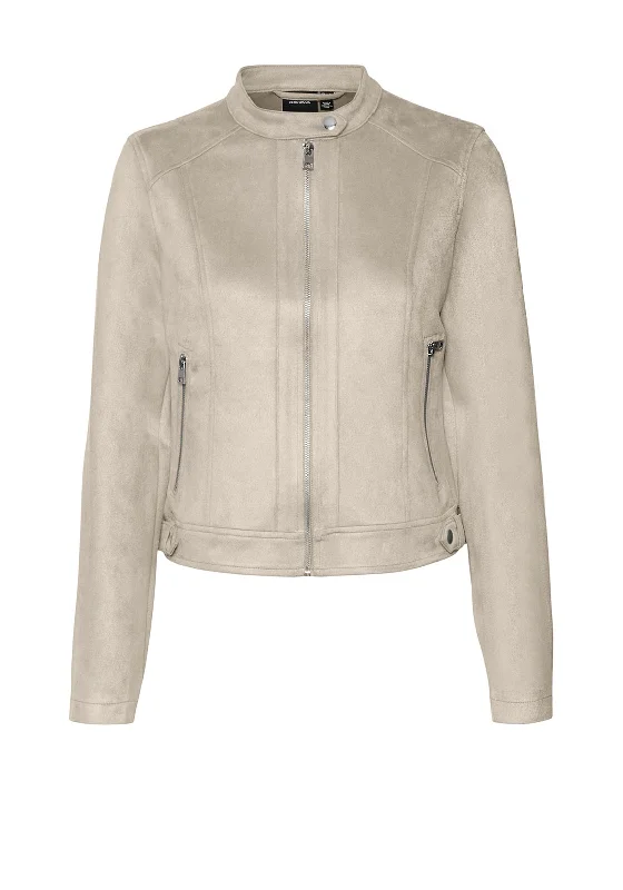 Vero Moda Jose Faux Suede Jacket, Oatmeal