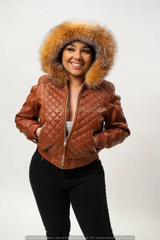 Women's Lucas Jacket With Premium Fox Fur Hood [Crystal]