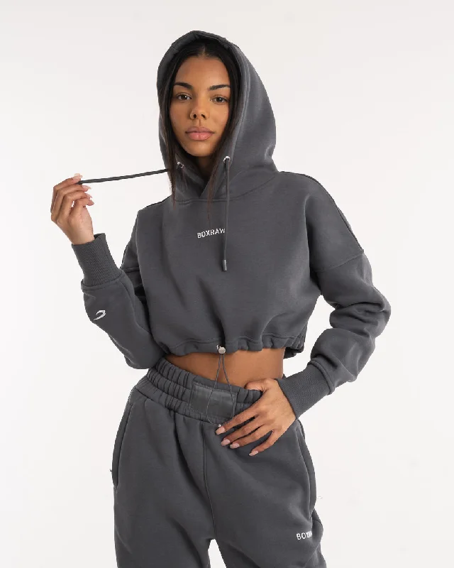 Johnson Cropped Hoodie - Charcoal