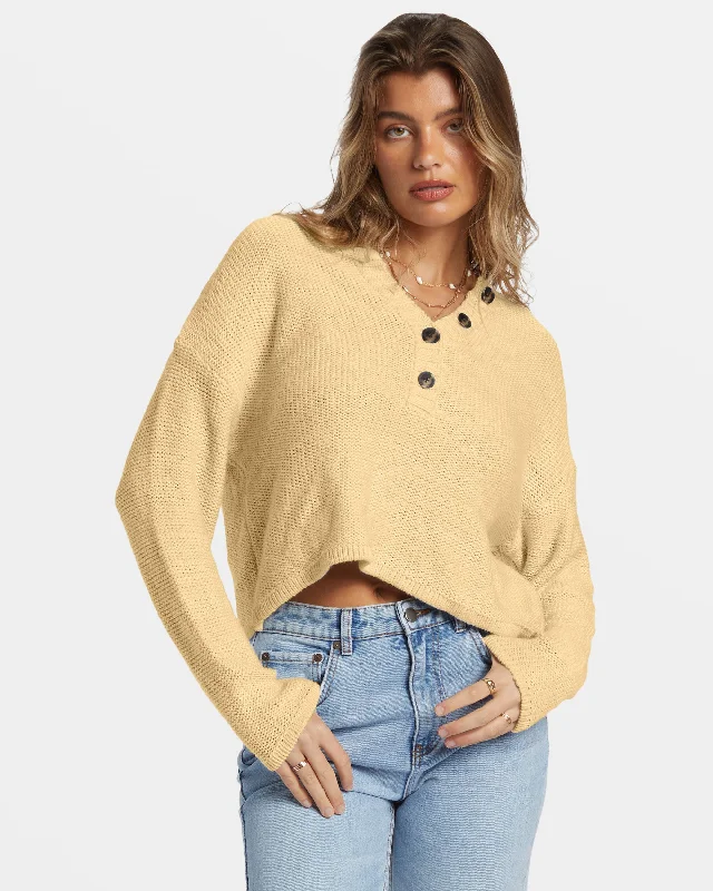 Shallow Waters Henley Sweater - Retro Yellow