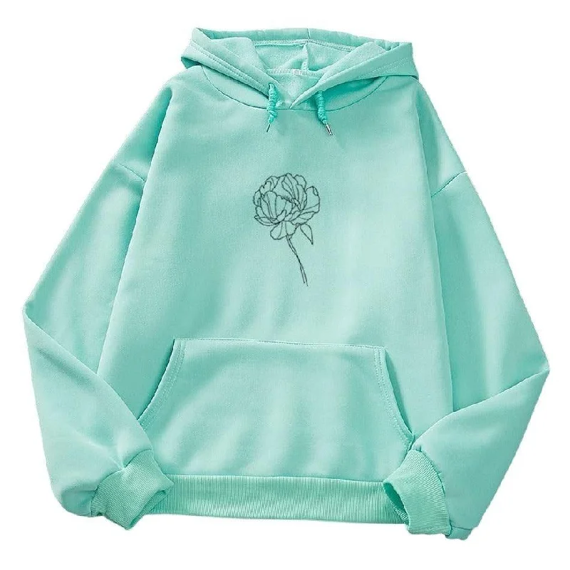 Simple Flower Outline Women's Hoodie: An everyday casual