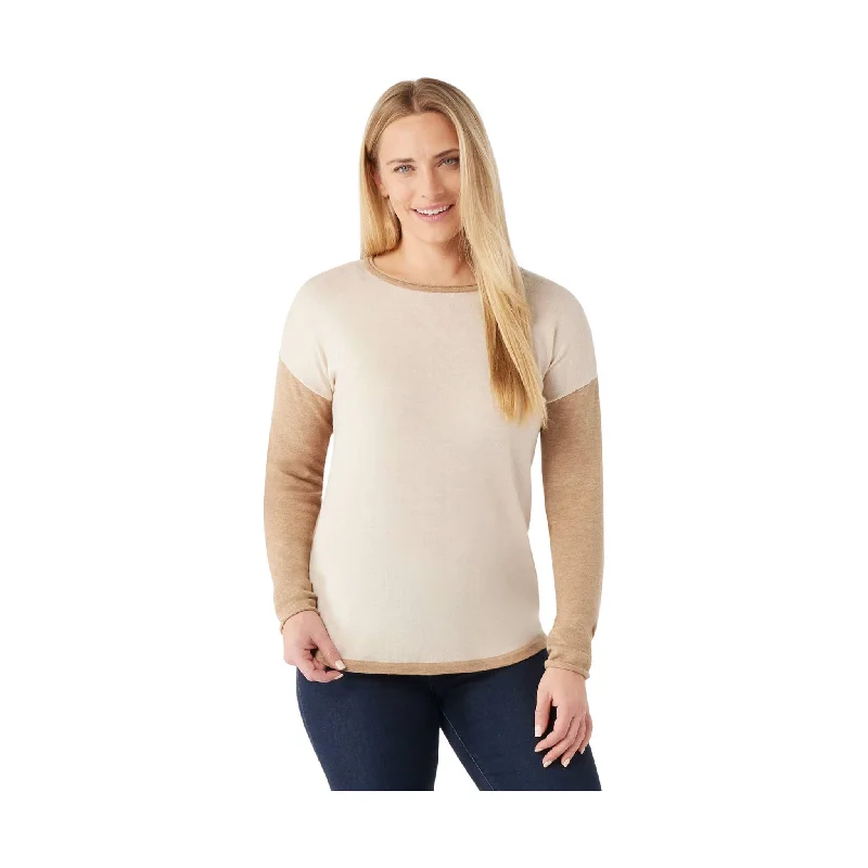 Smartwool Women's Shadow Pine Colorblock Crew Sweater - Almond Heather - ONLINE STORE CREDIT/EXCHANGE ONLY