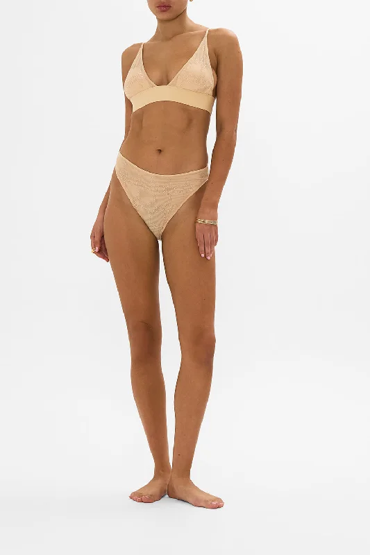 MESH HIGH WAIST HIGH LEG BRIEF SOLID NUDE