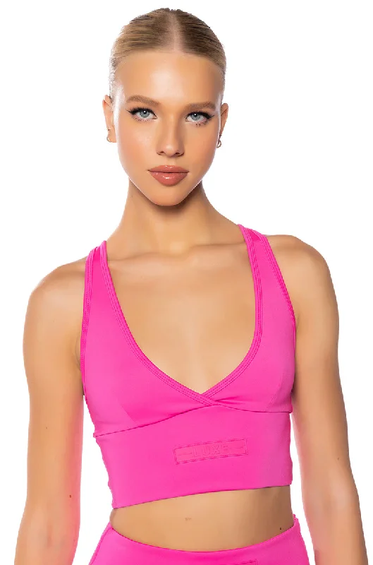 ITS THE PAXTON LUXE LONGLINE BRALETTE IN NEON PINK