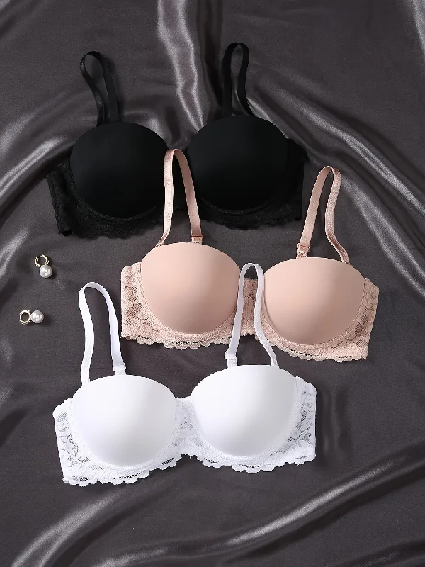 Breathable Lace Balconette Bras  3 Pack Womens Lingerie