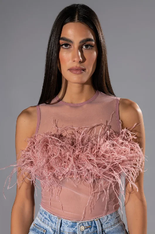 HAPPILY EVER AFTER SLEEVELESS FEATHER TOP