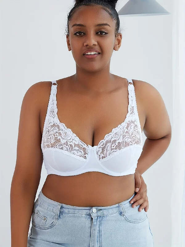 Lace Comfort Plus Size Bra  Elegant and Adjustable