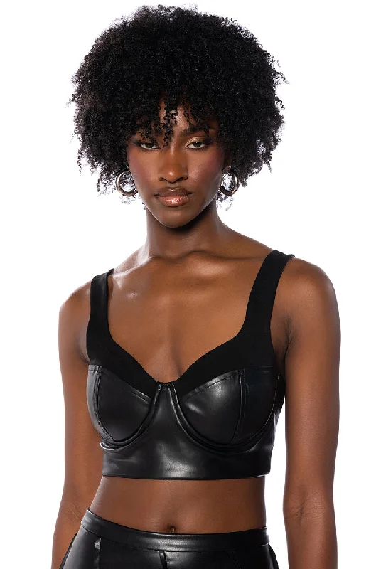 PRIYAH FAUX LEATHER CORSET TANK TOP