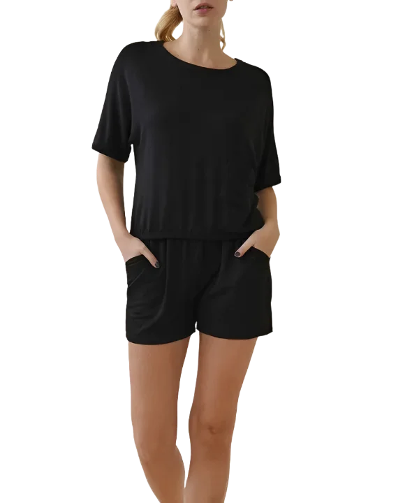 BAMBOO FRENCH TERRY CROP AND SHORTS SET