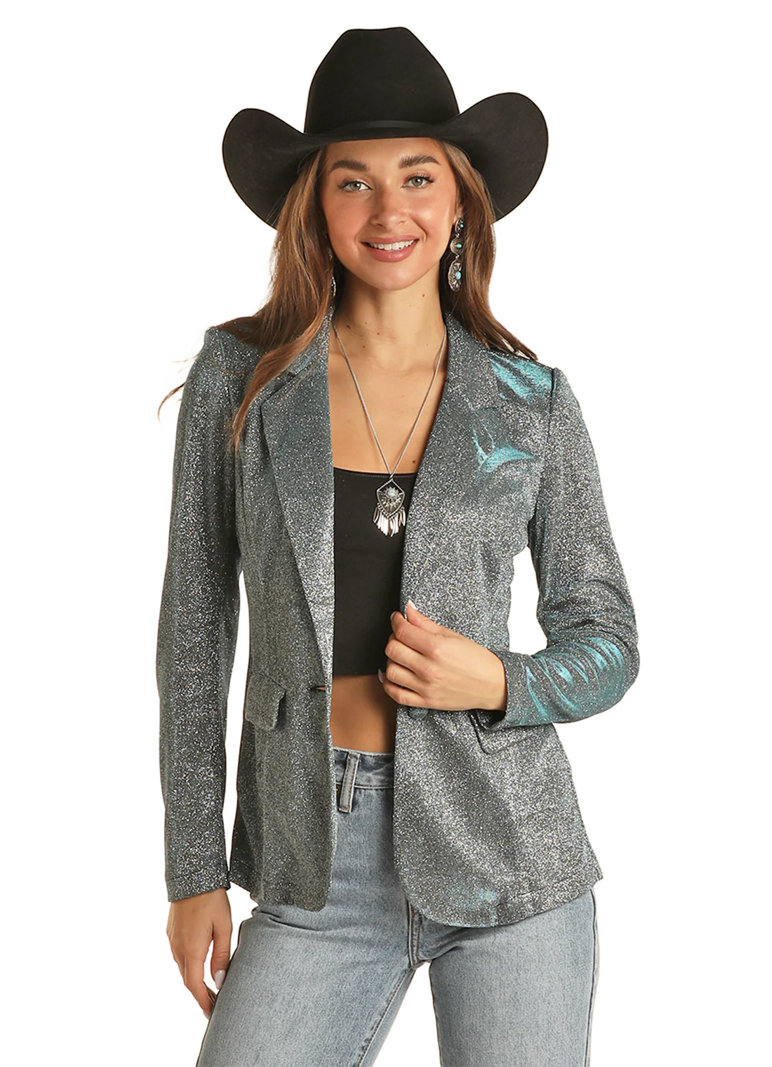 Rock & Roll Denim Iridescent Blazer