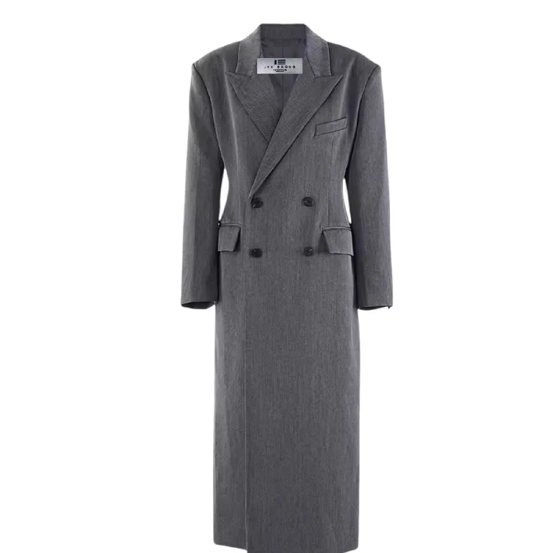 CHARLENE Grey Long Structured Coat