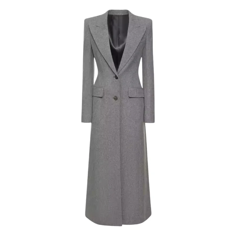 DEMIE Grey Structured Long Wool Coat