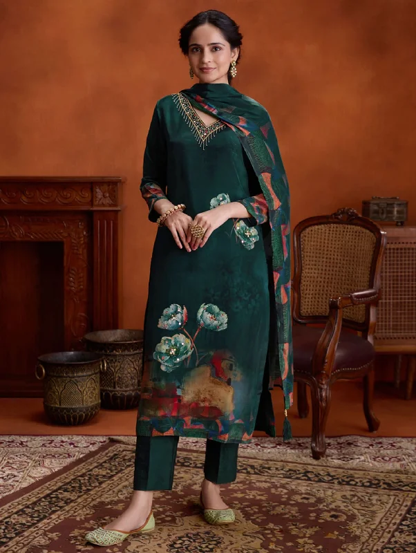 Digitally Printed Pure Natural Crepe Suit Set 4053