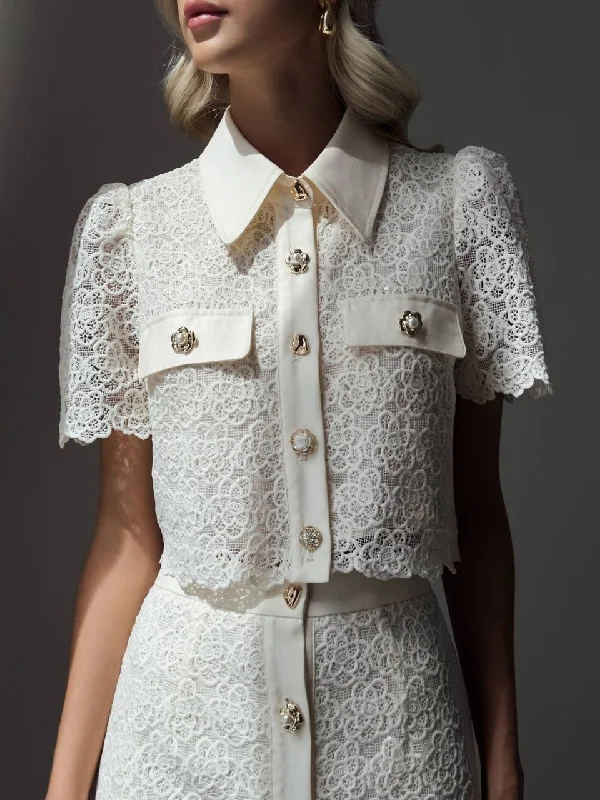 Elegant Lace Shirt Dress Set