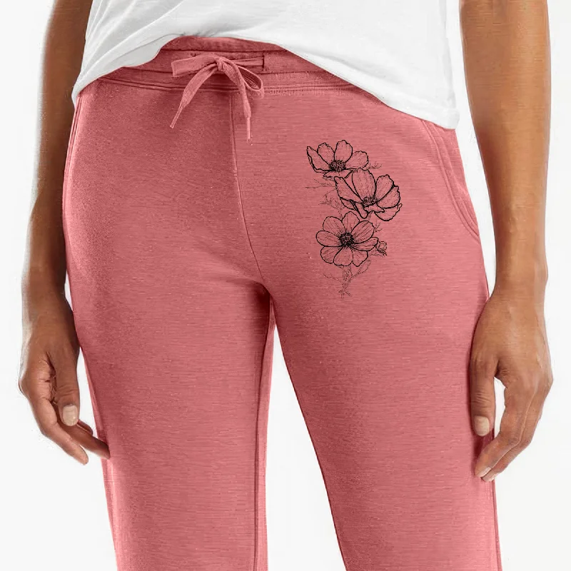 Garden Cosmos - Apollo White Cosmos bipinnatus - Women's Cali Wave Jogger Sweatpants