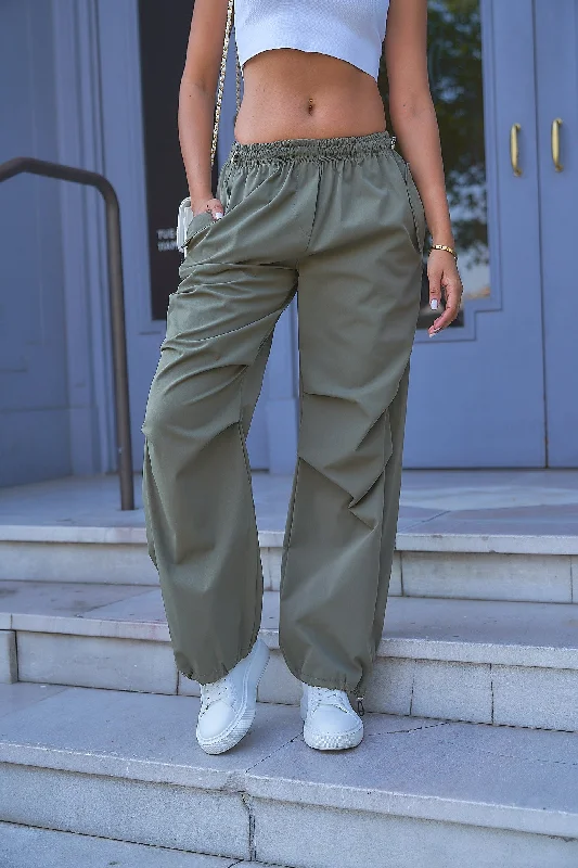 Olive Parachute Pants