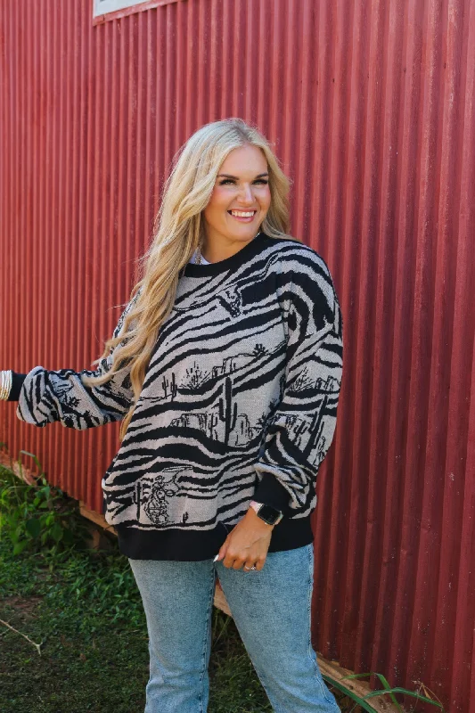 One Tame At A Time Wild Zebra Black Sweater