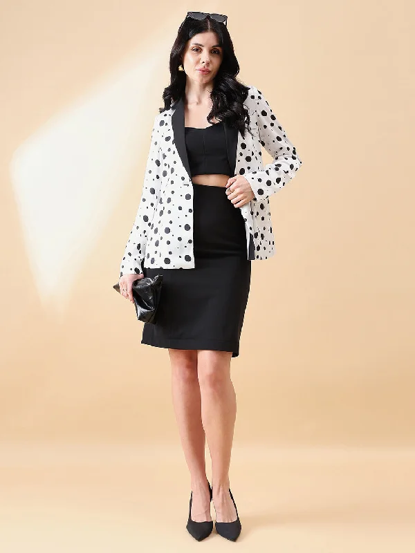 Black & White Satin Polka Dot Blazer