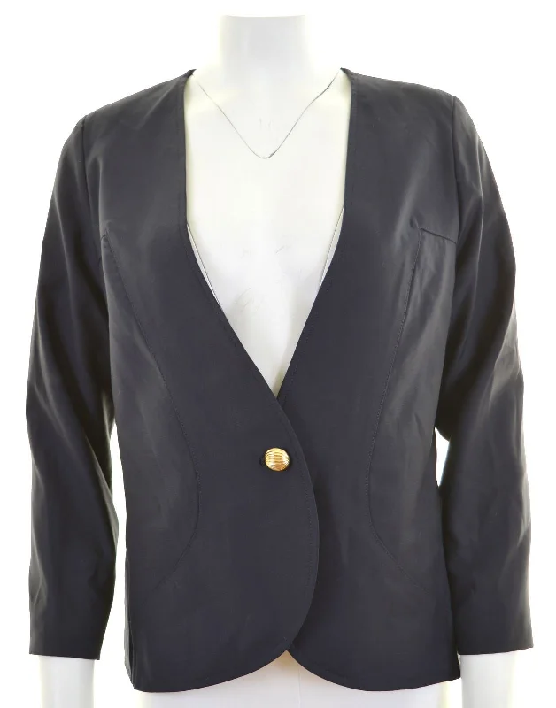 SORELLE FONTANA Womens Blazer Jacket IT 46 Large Navy Blue Vintage